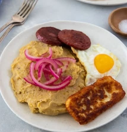 Mangú with 2 Eggs & Fried Dominican Cheese.